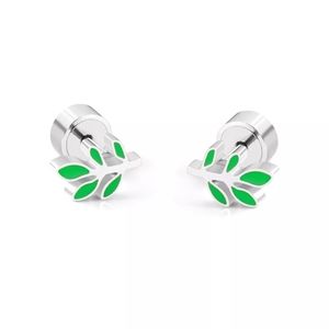Leafy Branch Stainless Steel Stud Earrings